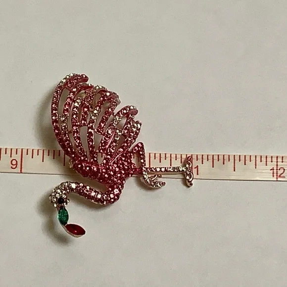 Pink Rhinestone Flamingo Brooch/Pendant - Picture 7 of 8